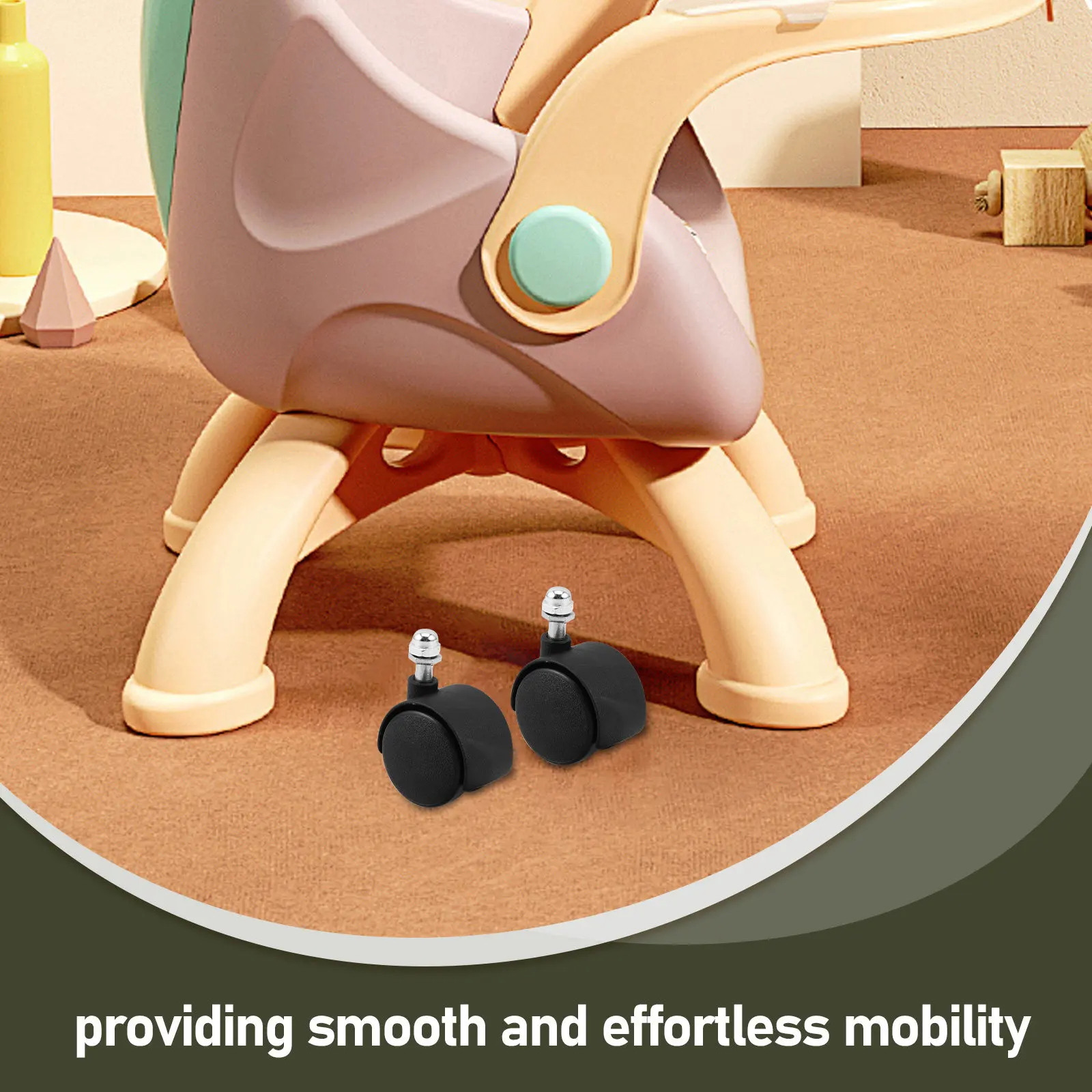 2Pcs Universal Baby Chair Caster Wheels Plastic Swivel Casters for Bath Seats Electric Heaters Easy Repositioning Temperature