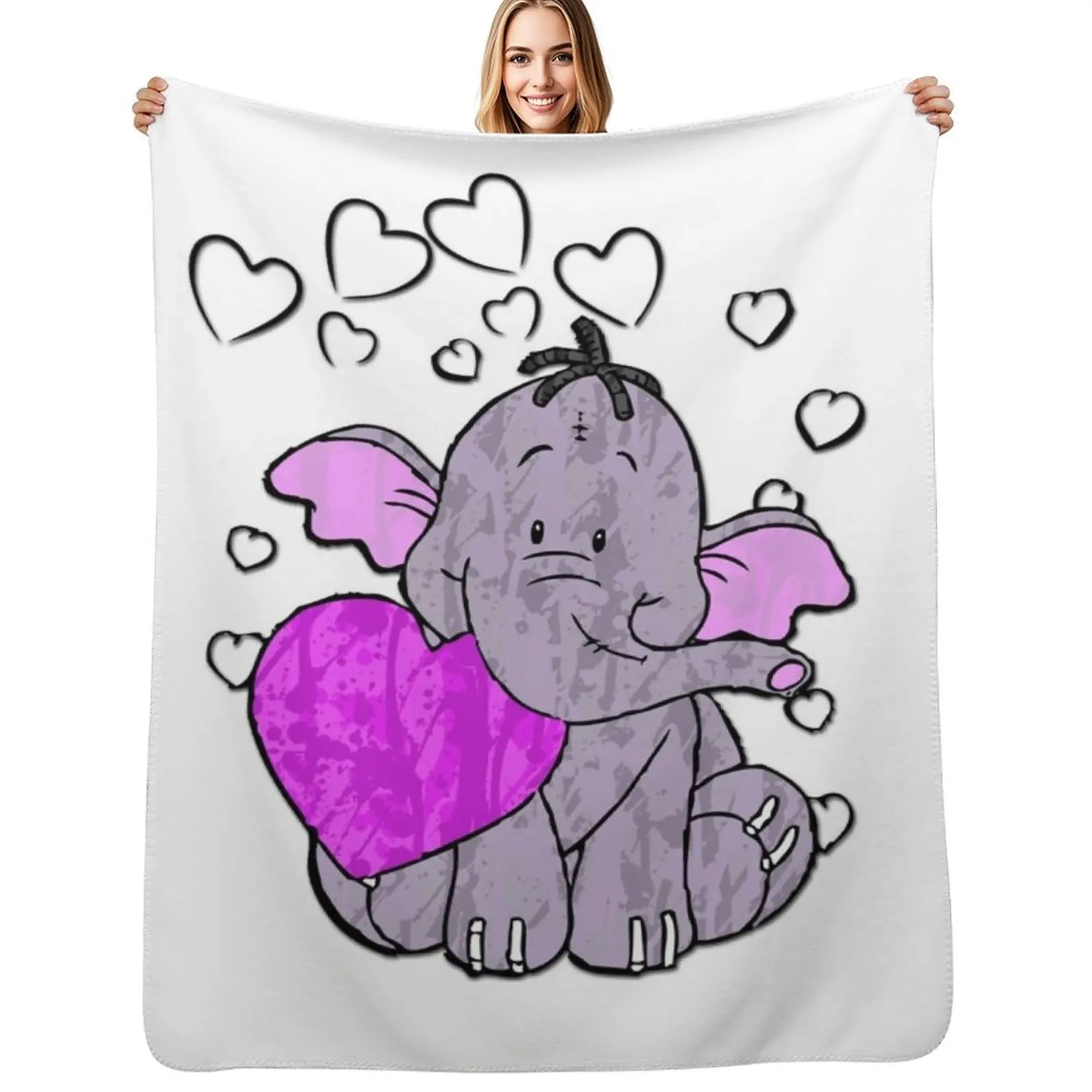 

Heffalump Valentine Throw Blanket Lightweight Warm Blanket for Travel Camping