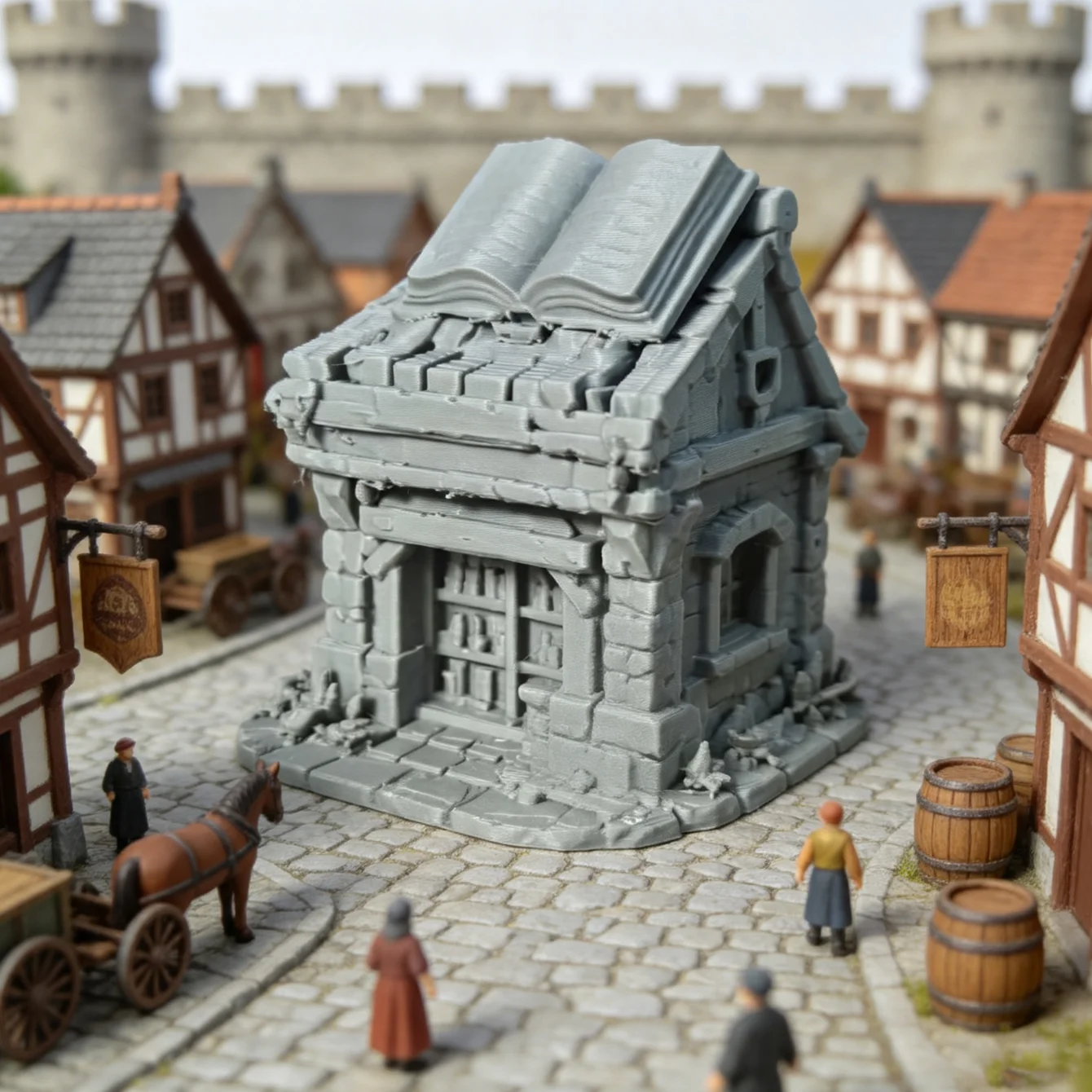 Miniature pharmaceutical workshop model, tabletop wargame accessories, bookshelf-style small house sand sculpture piece