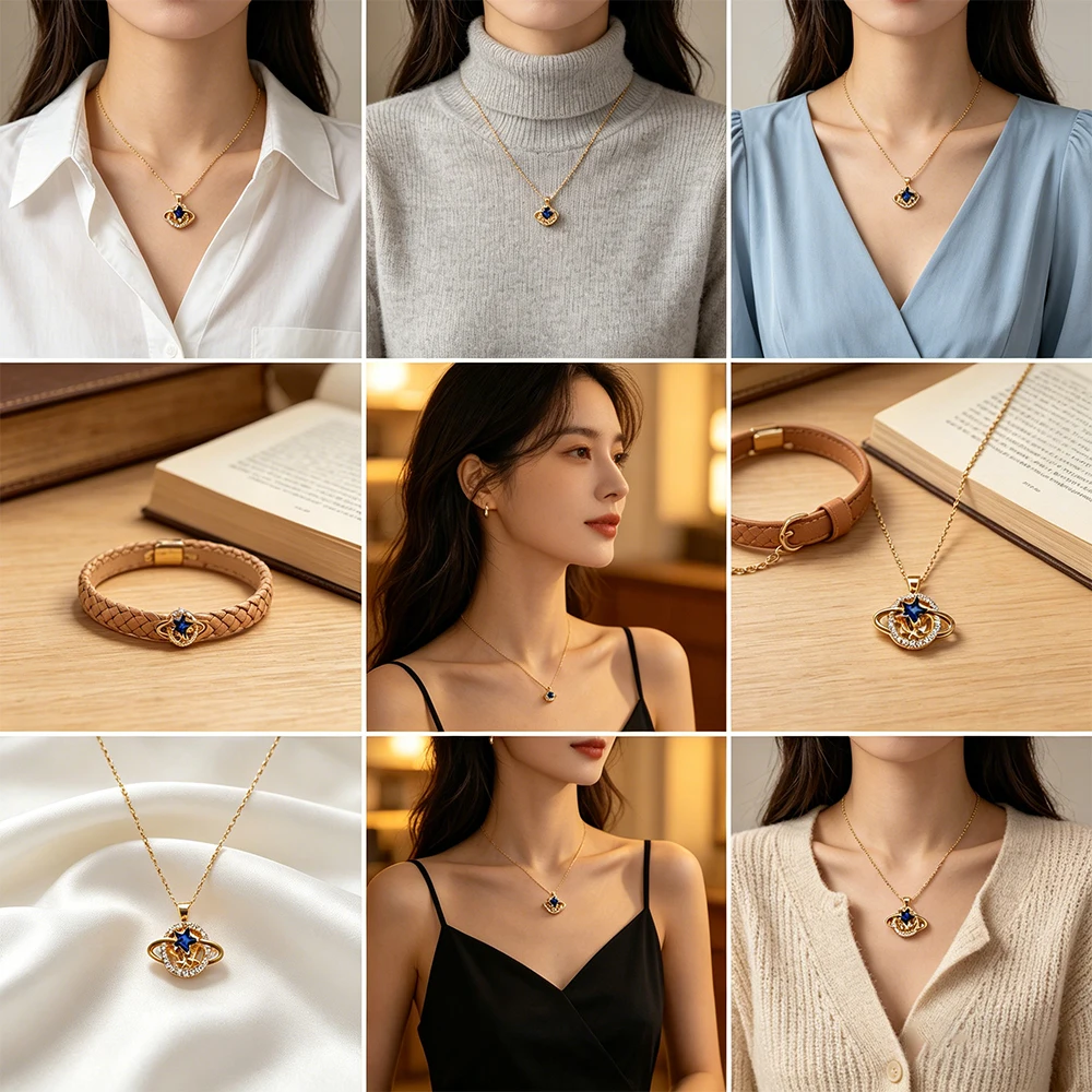 Celestial Inspired Pendant Necklace Women Daily Dating Routine Safari Quest Road Trips Vacations Dreamy Cosmic Accessory Jewelry