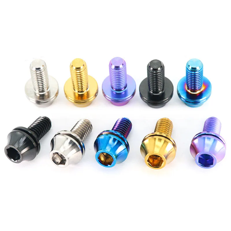 1/2/4Pcs M5x12mm Titanium Bolts with Washer for MTB Bike Bottle Cage Screw Titanium Bicyce Hardware