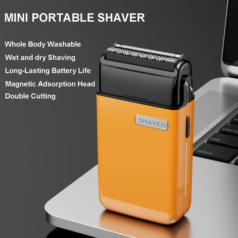 Portable Mini Men's Electric Shaver Beard Trimmer Haircut Shaving Machine for Men Razor Double Knife Professional