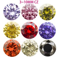 Big Size 10~50pcs 5mm 6mm 8mm (3~10mm) 5A Round Orange Black Olive Purple Pink Yellow Cubic Zirconia Stone Loose CZ stones gems