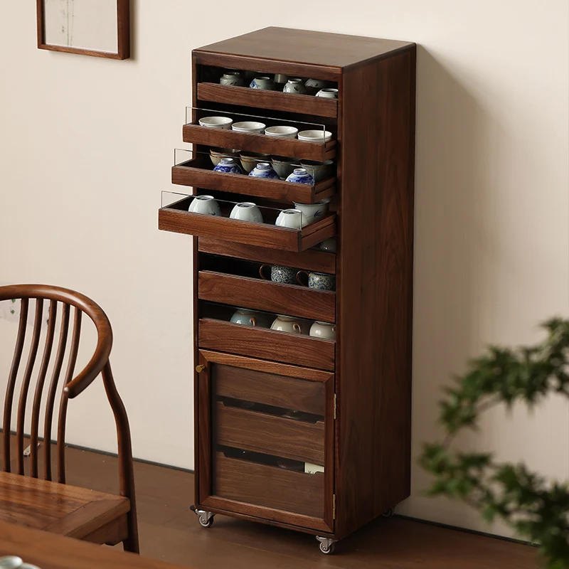 أمريكا الشمالية الجوز الأسود سجل 10 ضخ خزانة الأسنان الراقية خزانة جانبية طقم شاي تخزين Wenplay خزانة الخشب الصلب #3