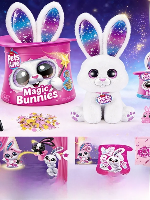 Zuru Bonnie Rabbit Magic Hat Magic Wand Boneca de Pelúcia Interativa com Som e Luz para Meninas, Brinquedo de Pelúcia Macio d...