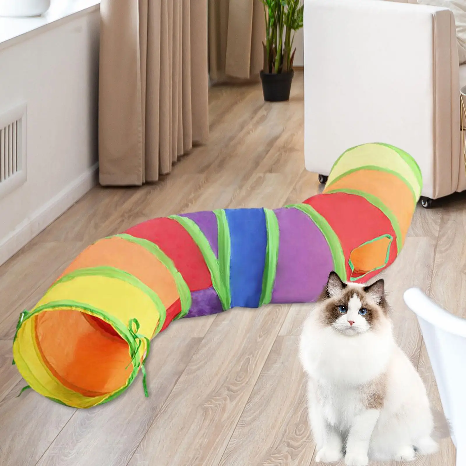 Collapsible Cat Tunnel Exercising S Shaped Cat Tube for Puppy Ferrets Indoor S Shaped Cat Indoor Play Tent Hideaway Play Toy