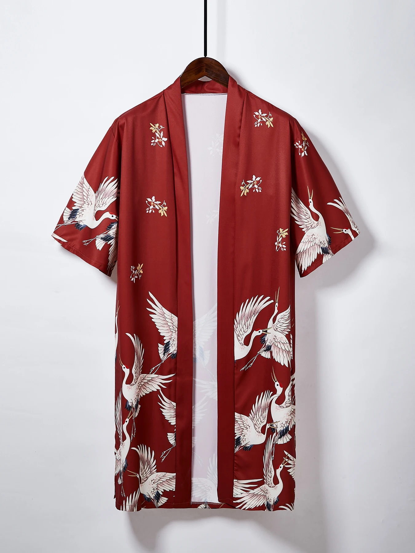 

Открытый кардиган с перьями Ele Crane, женское кимоно Sle ort Sve, топ свободного кроя, летняя верхняя одежда с принтом, китайский бренд