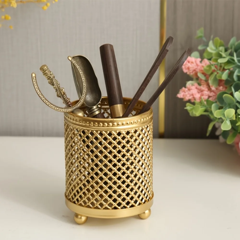 1pc Simple Desk Cup Fashion Style Pen Holder & Multi-Purpose Beauty Tool Organizer Decorative