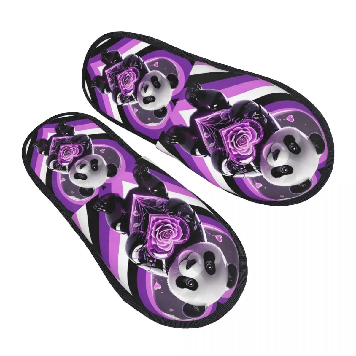 

Custom Love Heart Panda Cartoon Memory Foam Slippers Women Comfy Warm Anime Cute House Slippers