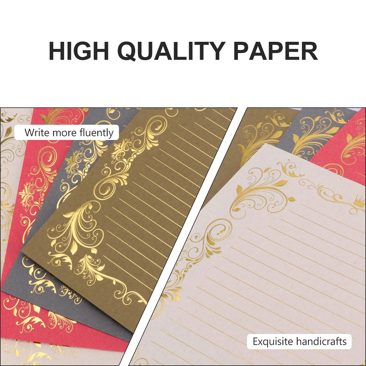 

4Sets Retro Writing Paper Hot Stamping Letter Stationery Smooth Printed Paper Beautiful Colors Handcrafts Choice Traditional