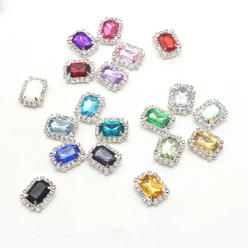 New hot 10 sets of 13*15mm rectangle Diy jewelry accessories rhinestone Acrylic flat wedding invitations necklace jewelry mixing