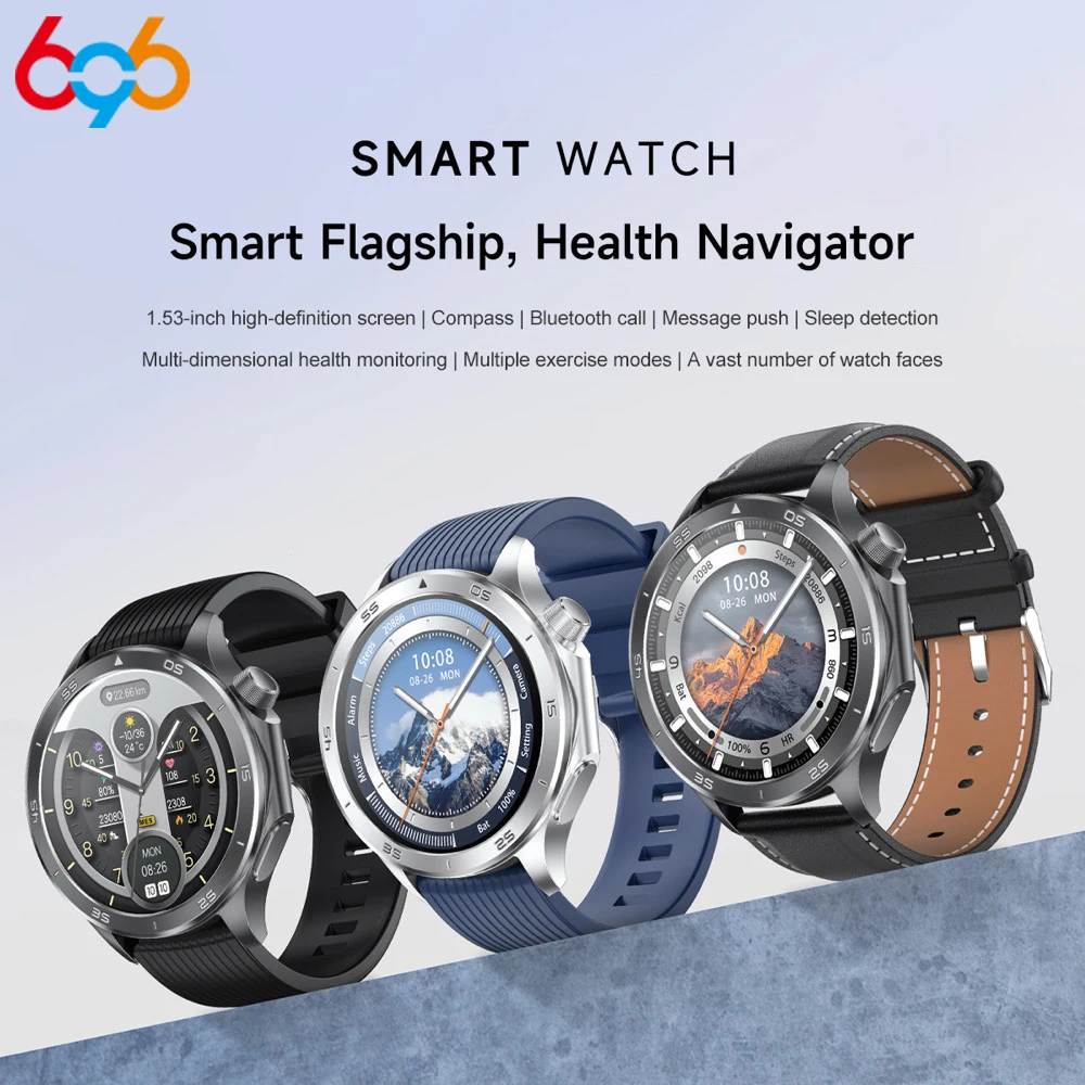 

Смарт-часы с GPS Track Compas, уличные умные часы с синим зубом для мужчин и женщин, 1,53-дюймовый монитор сердечного ритма сна, водонепроницаемая музыка