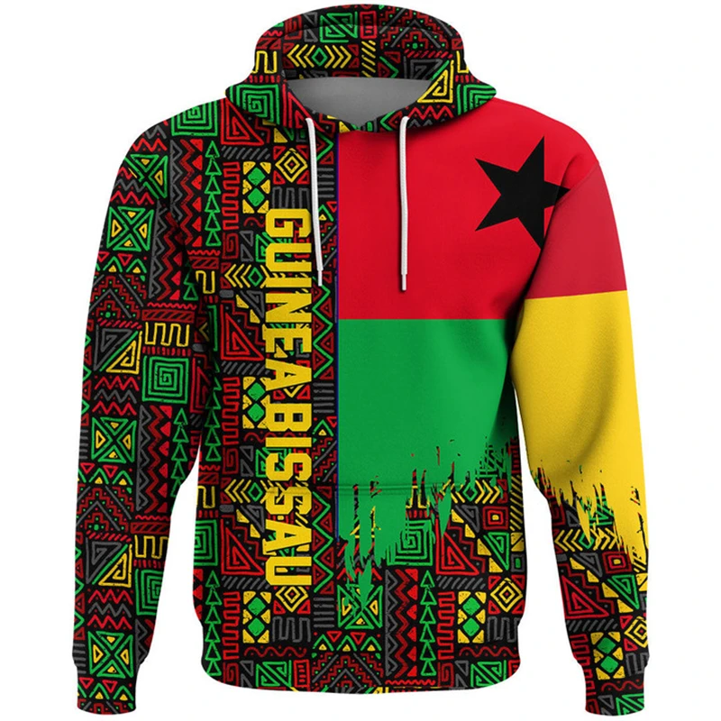 African Country Guinea-Bissau Flag Graphic Sweatshirt Casual Hoodies For Men Clothes Vacation Streetwear Pullovers Tracksuit Top