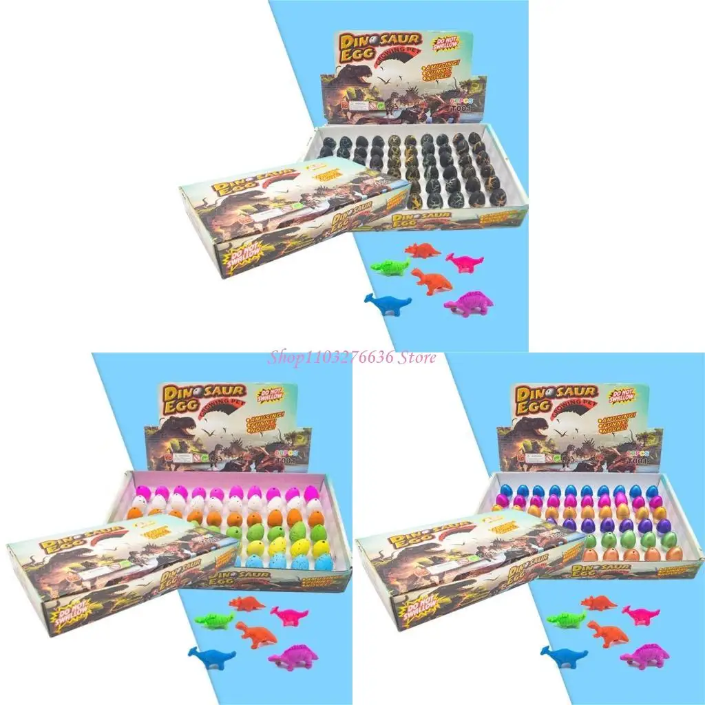 

R6FD 60pcs with Retail Box Magical Water Hatching Inflation Growing Dinosaur Eggs Toy