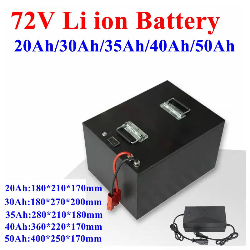 Escooter Battery 72V 20Ah 30ah 35ah 40ah 50ah Lithium Ion with BMS for Tricycle Motorcycle Scooter+Charger