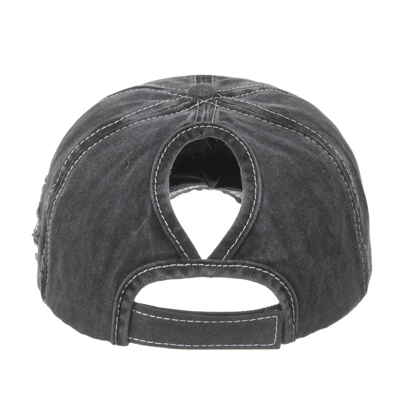 Spring and summer new style washed five-pointed star ponytail baseball cap, duckbill cap, sun hat, sunshade hat