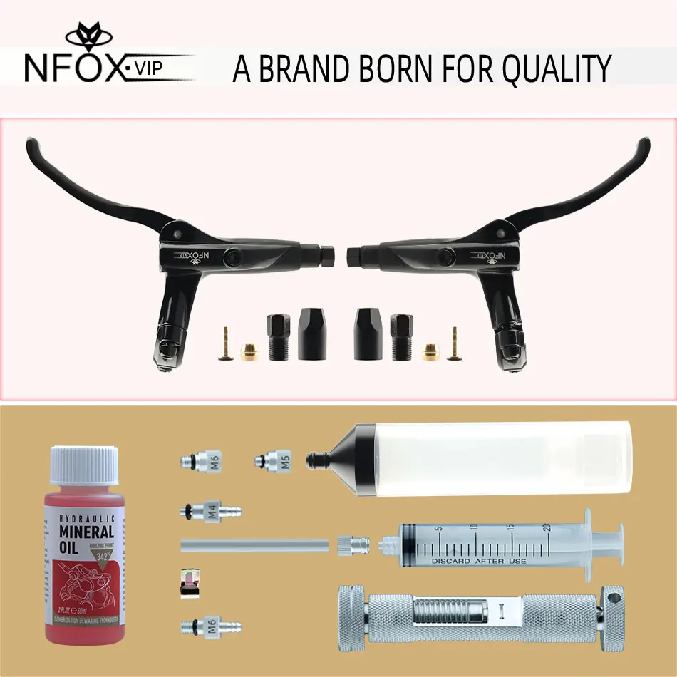 NFOX B021 Mountain Bike Mineral Oil Hydraulic Brake Lever Handle Repair Parts Black Red Bicycle Folder Accessories Barre New