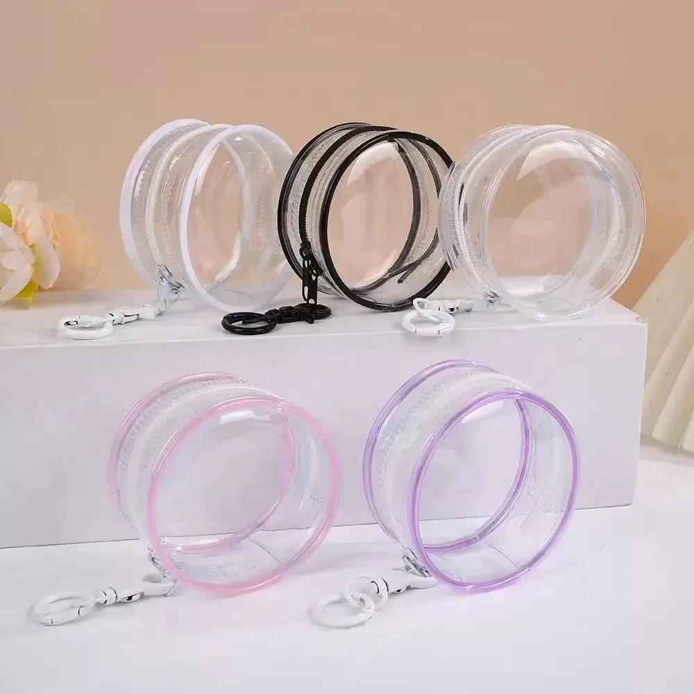 1pc 8cm Round Transparent PVC Mystery Box Keychain Jewelry Organizer Storage Cute Doll Bag Organization Dustproof Case