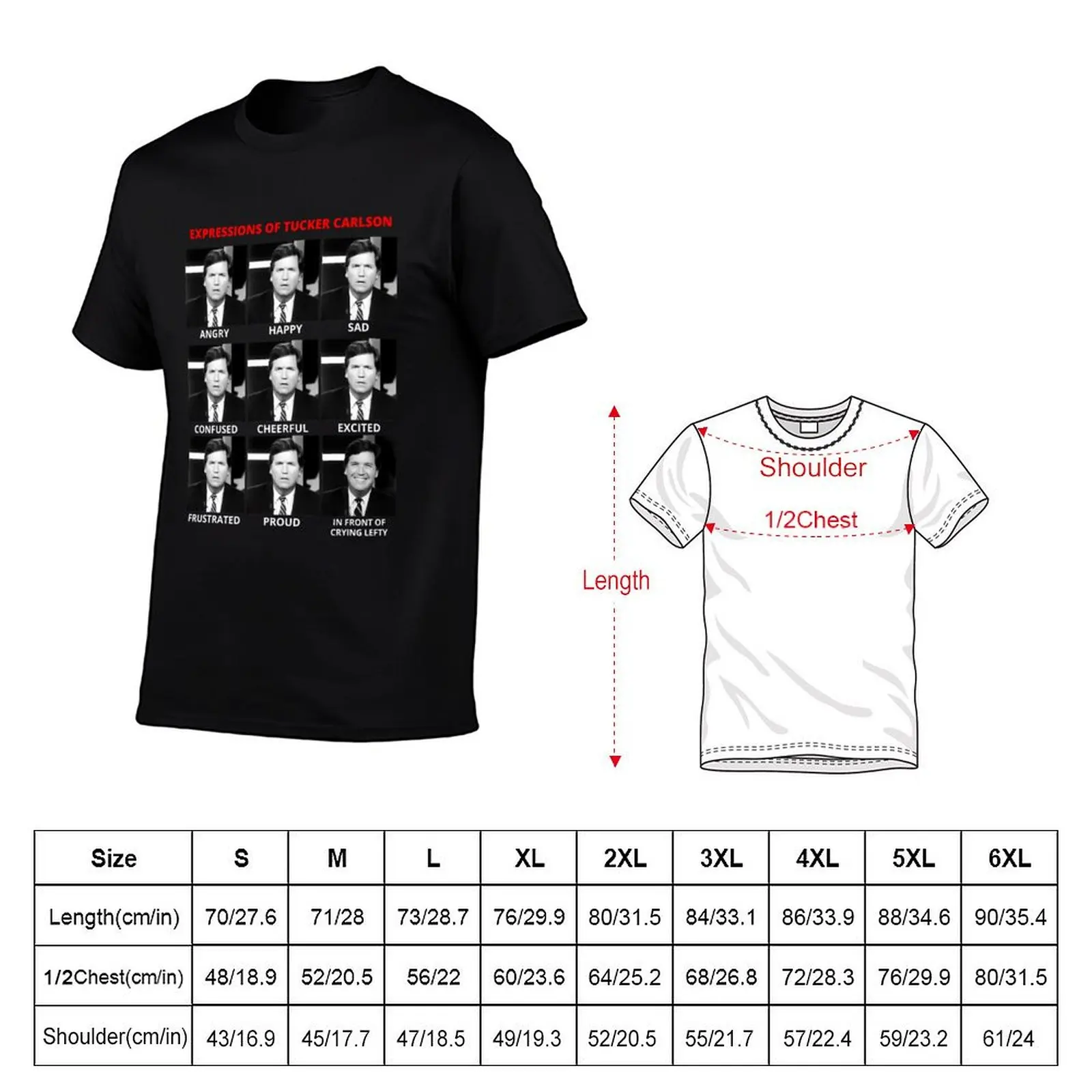 The Expressions of Tucker Carlson T-Shirt customizeds blacks heavy weight t shirts for men