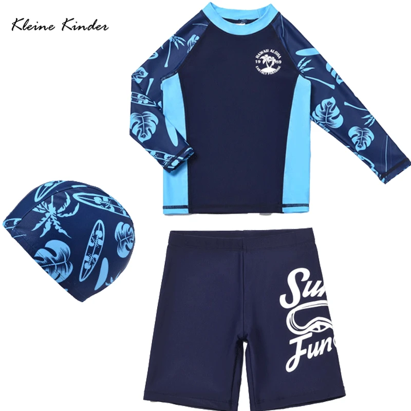 

Купальник для мальчиков, комплект из багажника и рашгарда, купальный костюм UPF50, детский синий купальник с длинными рукавами для мальчиков, летний купальный костюм для серфинга