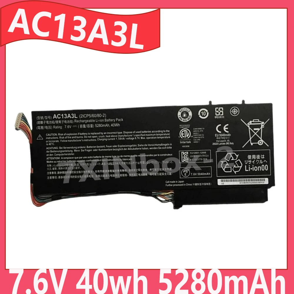 

Аккумулятор для ноутбука AC13A3L 7.6V 40wh 5280mAh для Acer Aspire P3-131 2129y P3-171 TravelMate X313 X313-M 682 X313-E KT00403013