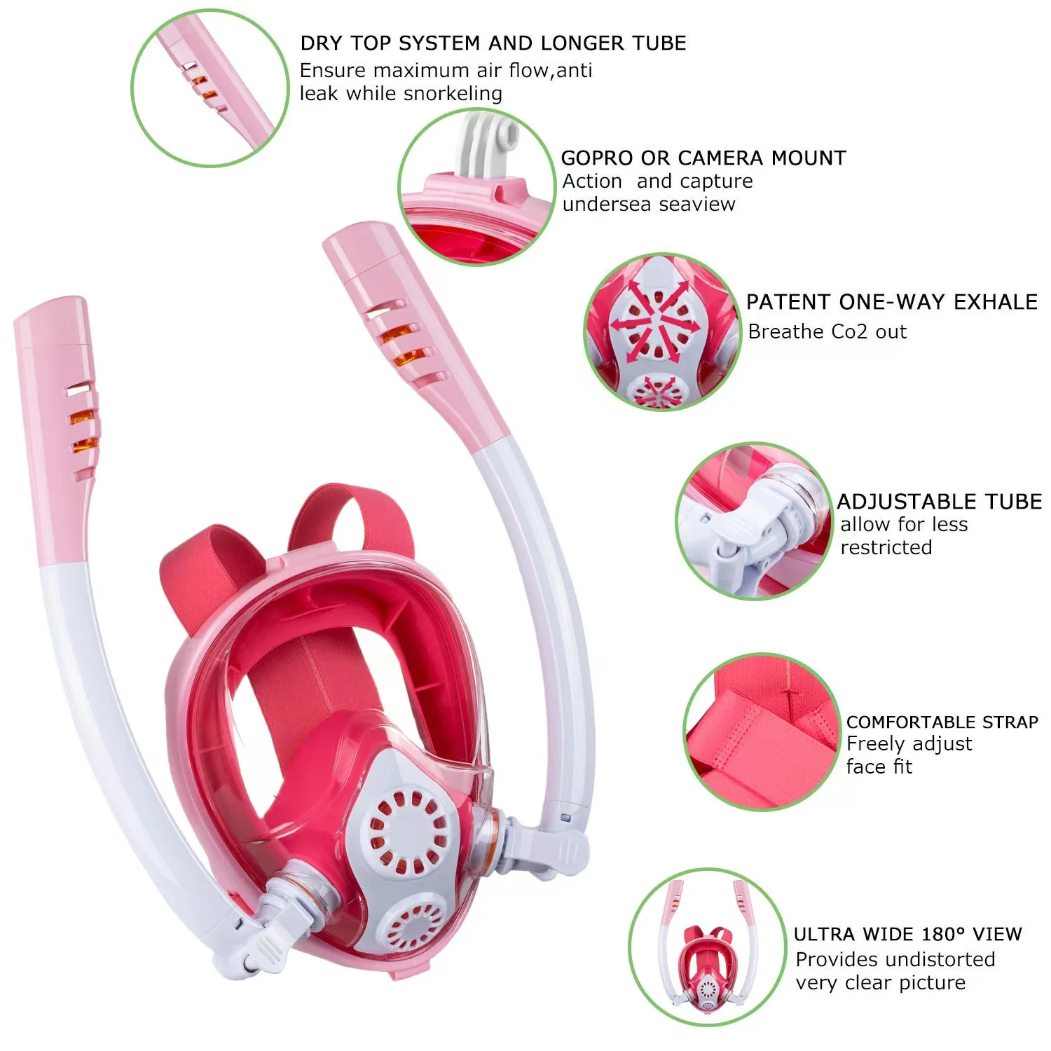 Double Tube Full Face Dive Mask, Free Diving Gear with Fins, Fashion Scuba Snorkel Equipment for Underwater Use