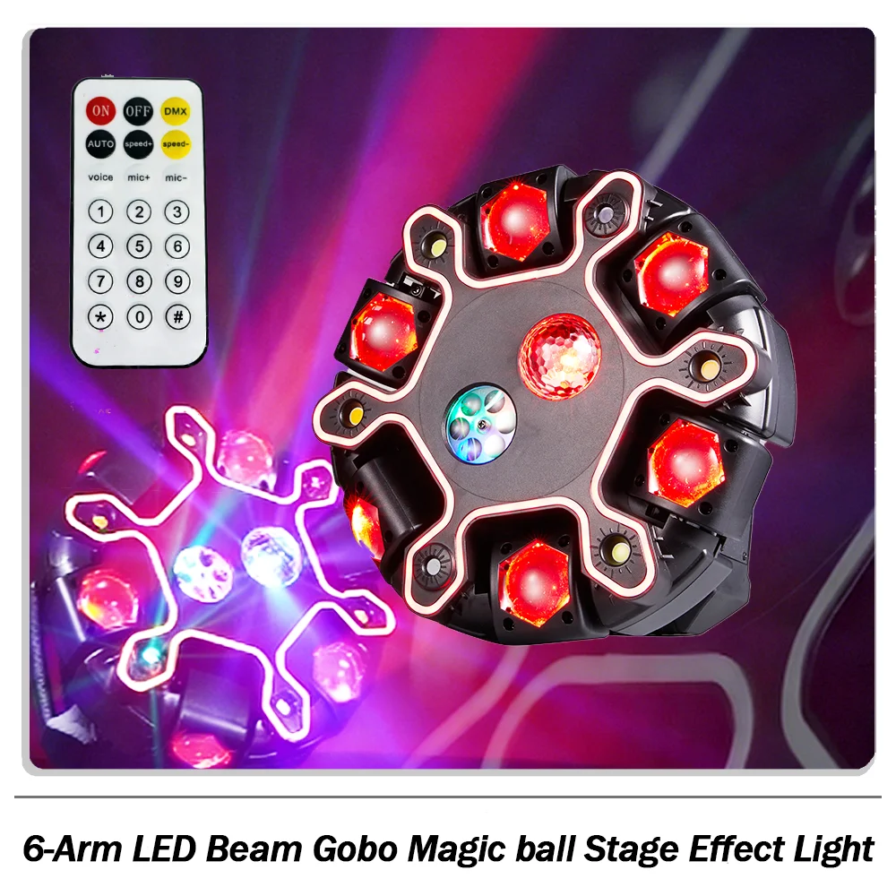 

7x10w RGBW Moving Head 6-Arm LED Beam Gobo magic ball Stage Effect Light Remote Control for DJ Disco Club Party Concert Theater