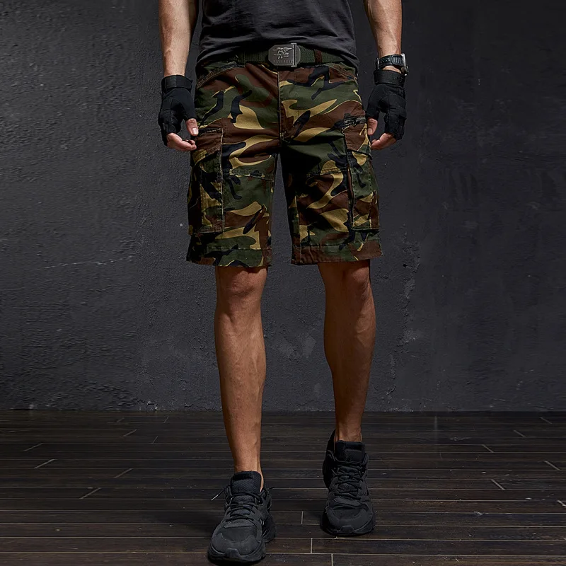 Summer  Men's 100% Cotton Shorts Trendy Large Size Men's Clothing Loose Camouflage Cargo Shorts Pantalones Hombre