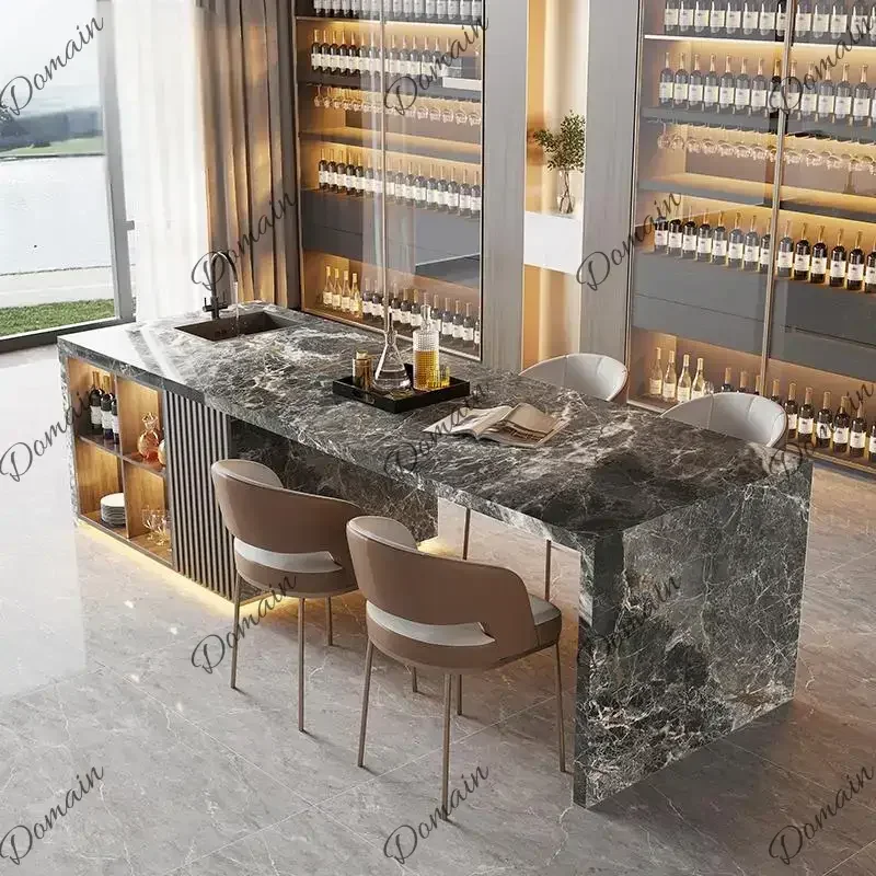 LZ Any Size Custom Luxury Movable Marble Kitchen Island Dining Table Built In Sink 2 Tier Storage Cabinet Home Open Kitchen Cabi