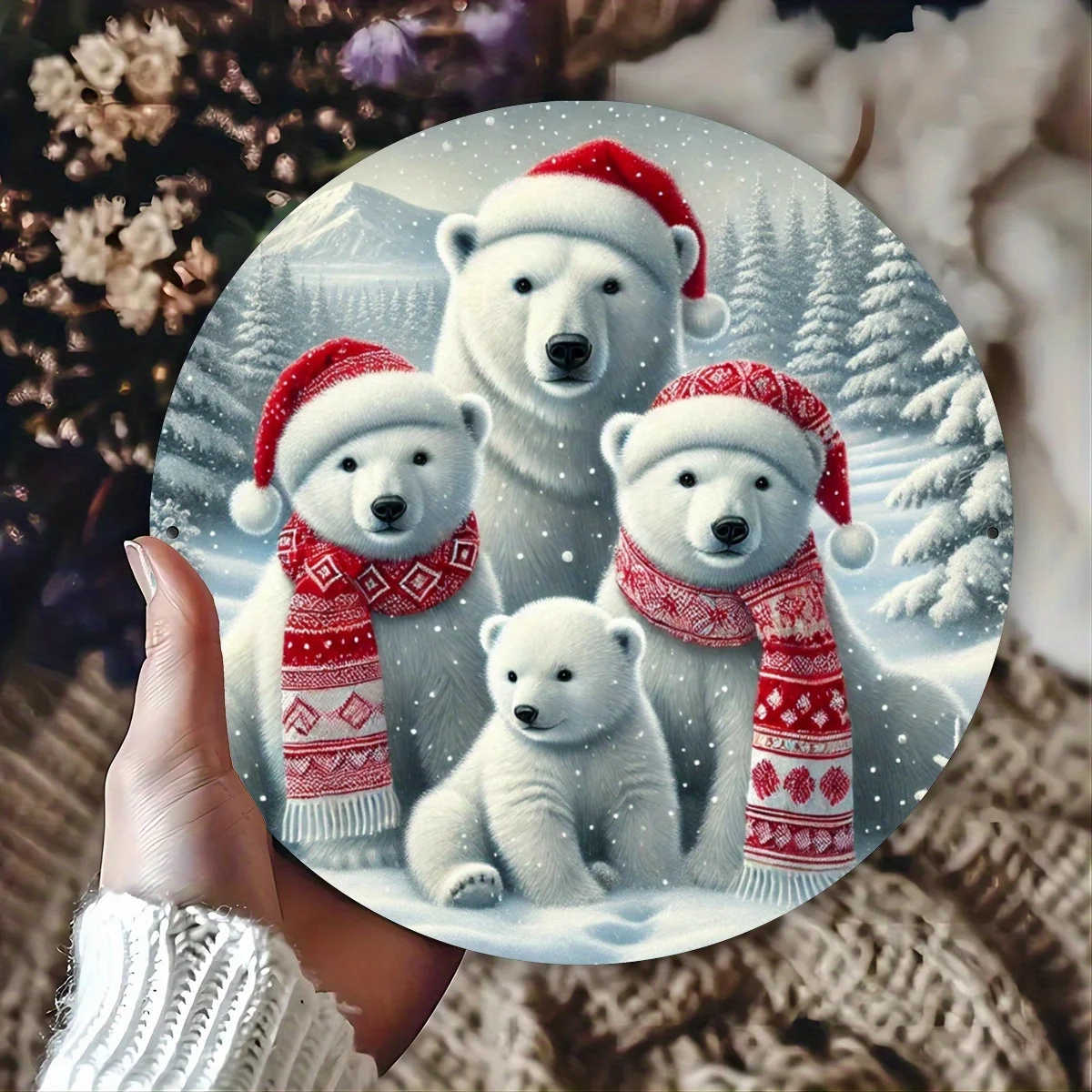 1 señalización de metal redonda de 7,8x7,8 pulgadas, impresión plana HD 2D, hogar de oso Polar, hogar, habitación, cafetería, restaurante, garaje, porche