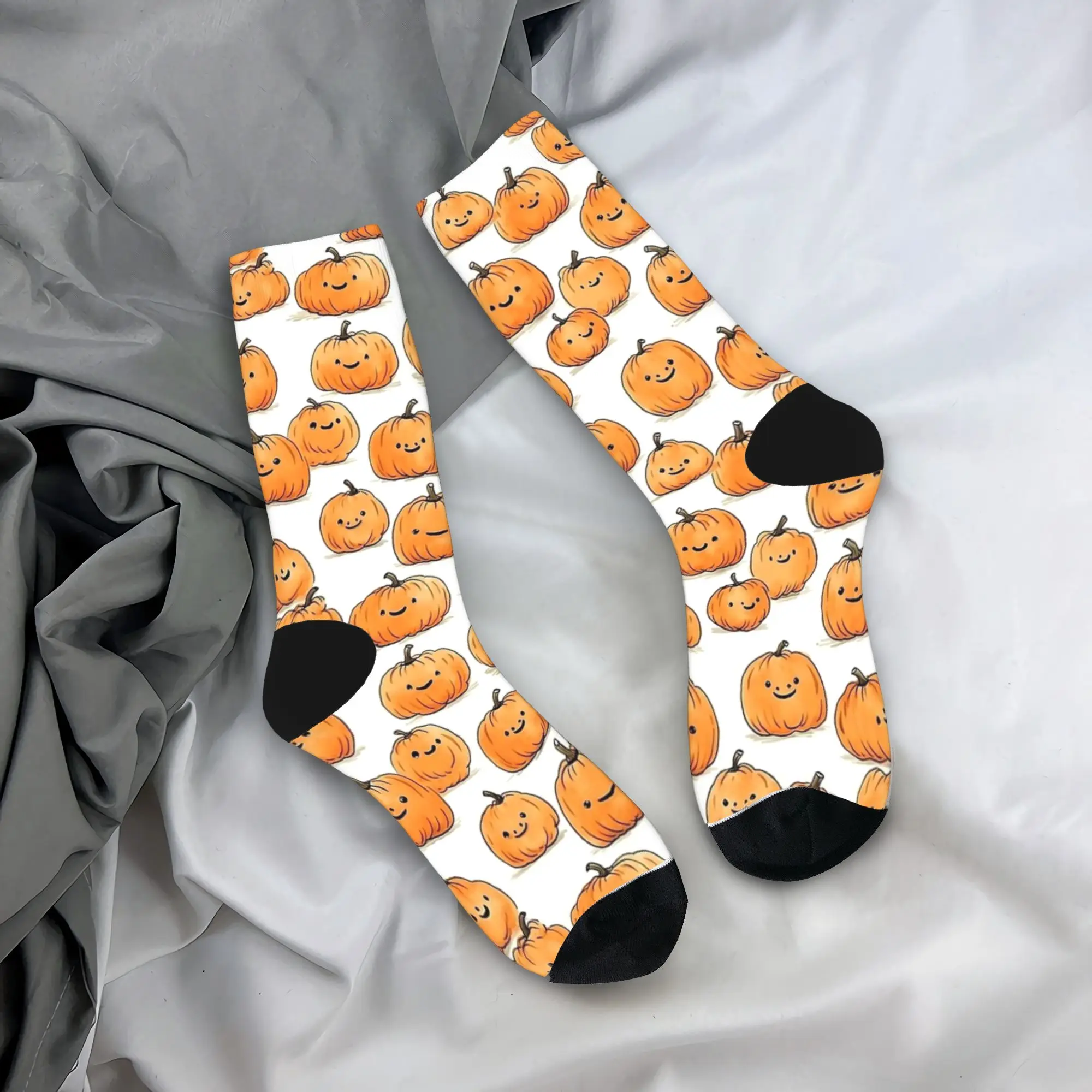 

Мужские носки унисекс, милые чулки с рисунком тыквы, нескользящие носки высокого качества, осенняя новинка, носки для скалолазания на заказ