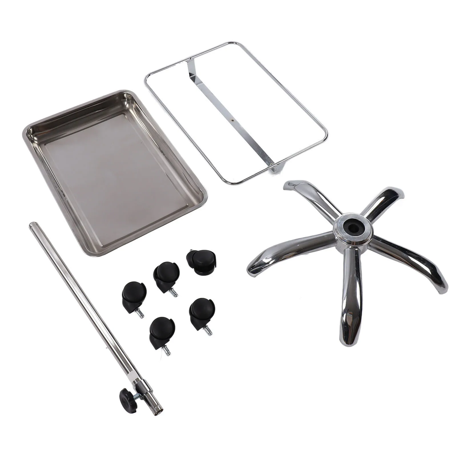 Лоток для инструментов для салона Лоток для салона с колесами Металл из нержавеющей стали Подъемный передвижной для парикмахерских инструментов