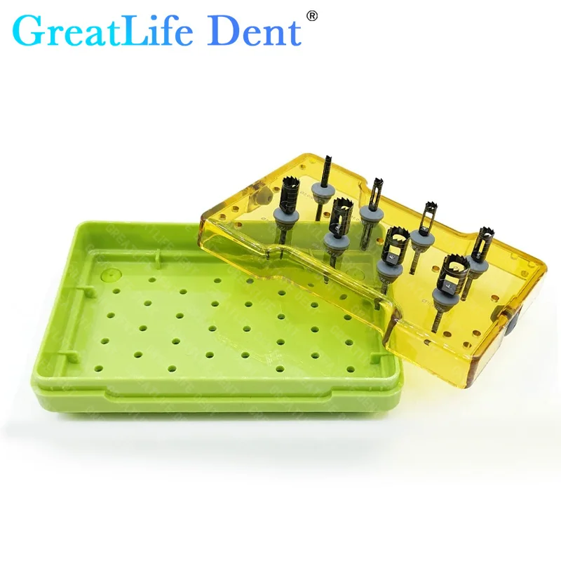 GreatLife 8 Pcs Dental Implant Trephine Drills Kit Bone Graft Drills Dentistry Planting Tools Dentists Instrument Accessories