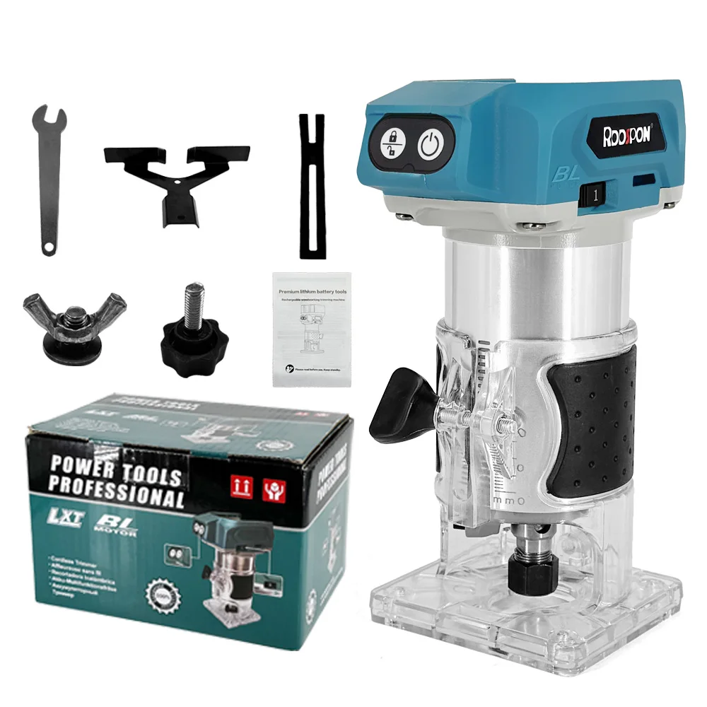 

Деревообрабатывающий электрический триммер, бесщеточный фрезерный гравировальный долбежный станок, деревянный фрезерный станок для батареи Makita 18 В (без батареи)