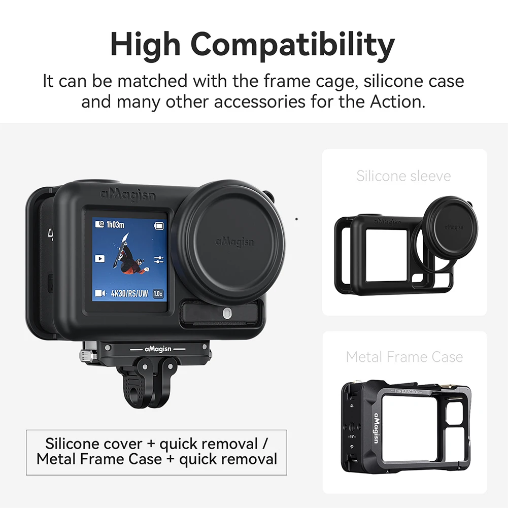 Magnetyczny uchwyt szybkiego uwalniania z 2-bolcowym i 1/4 gwintem do kamery DJI OSMO Action 5 Pro/4/3