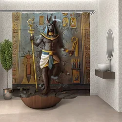 Egyptian Anubis Egyptian Culture Large Shower Curtain, Waterproof Polyester Fabric with 12 Hooks, Home Decor