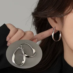 Silver Color Geometric Twisted Hoop Earrings for Women Mobius Strip Compact Earring Femininity Ear Euckle Jewelry Accessorie