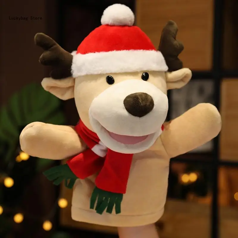 Cartoon Children Christmas Plush Hand Puppets Parent-child Games Activities Interactive Dolls Christmas Gifts