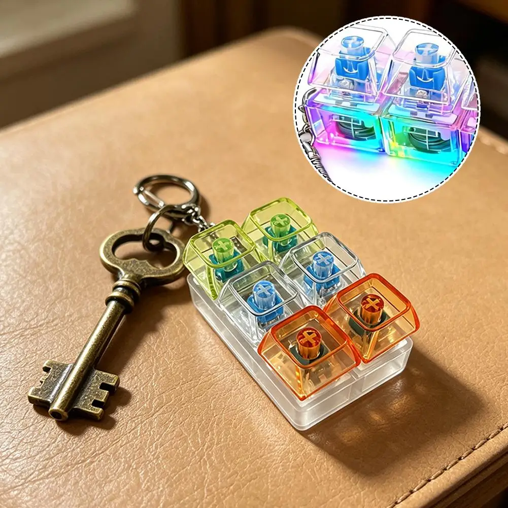 

LED Light-Up Keychain Keyboard Clickable Button Fidget Toy for Stress Anxiety Relief Portable Desk Accessory Office Decor Gift