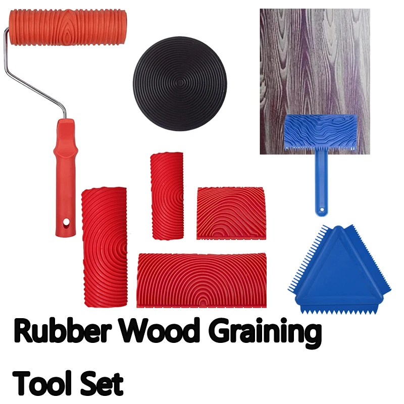 Graining Tool Set Painting Tools Rubber Wood  Texture DIY Paint RollerWall Room Home Yard Garden Decoration Brush Pattern
