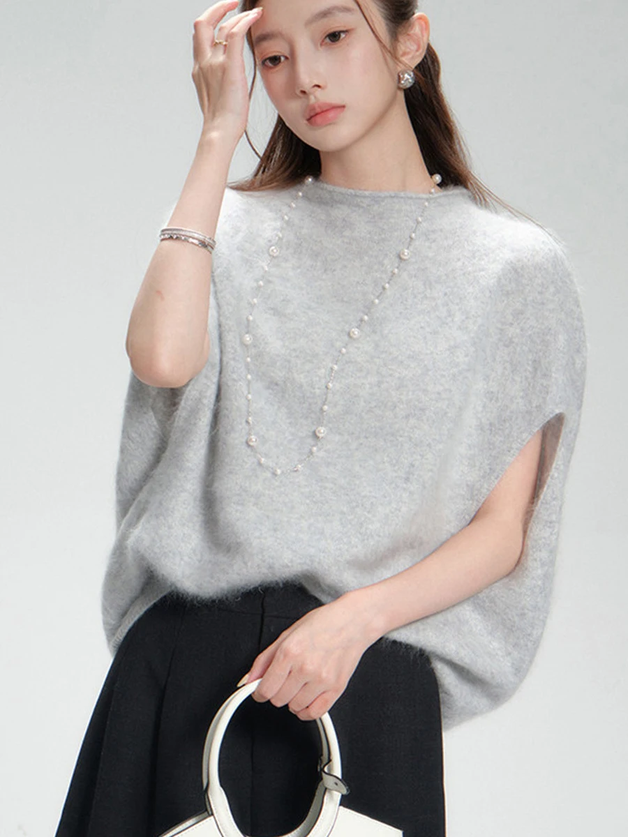 Fashion Women Pullovers Sweater Solid Casual Sleeveless Loose High Neck Sweaters Korean Trendy Jumpers Autumn Winter Clothes