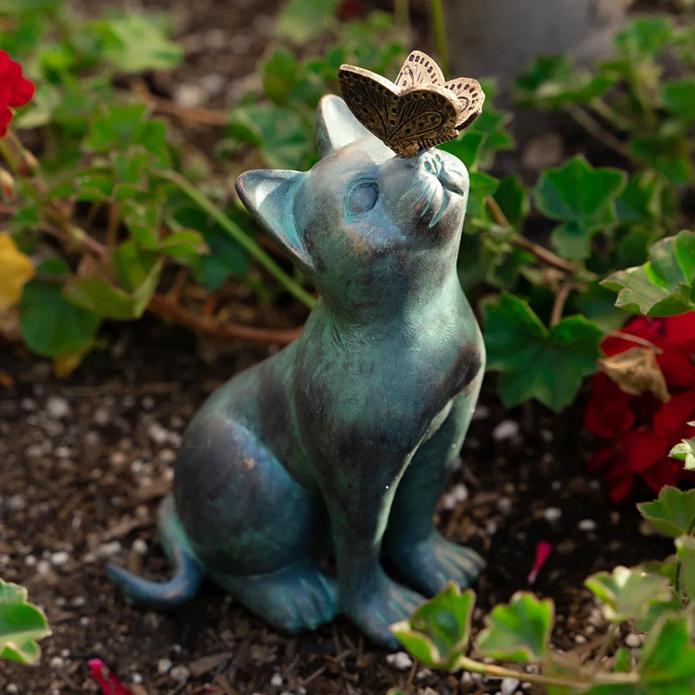 Estatuilla de mariposa de juego de gato, eshinx figura de Buda, esculturas de Arte de jardín de meditación, estatuas de jardín al aire libre, estatuillas de decoración