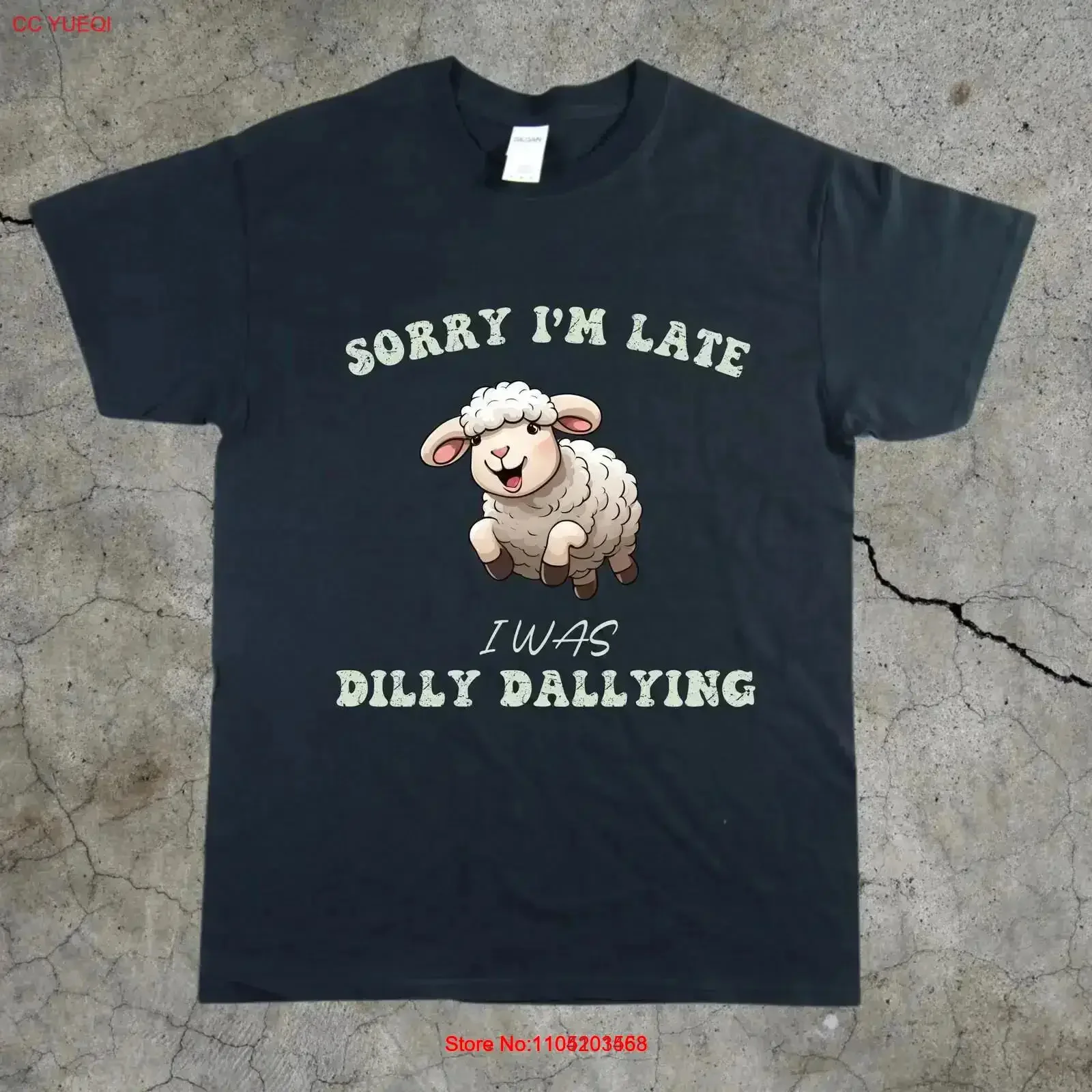 Camiseta divertida de perezoso y oveja, diseño Retro nostálgico, Animal Vintage que dice Dilly Dallying, Humor informal, día perezoso, lavado, vintage