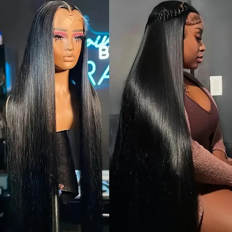 Rosabeauty 40 Inch 13x6 Straight Lace Front Wig Human Hair 13X4 Frontal 5X5 Glueless Ready to Wear Wigs 250% For Women