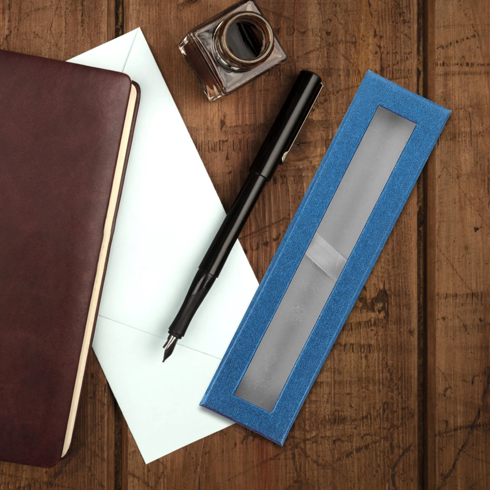 5 قطع من علبة أقلام النافذة الشفافة، صندوق هدايا ورقي فارغ لأقلام الرصاص، منظم مدمج، سهل الحمل في الحقيبة