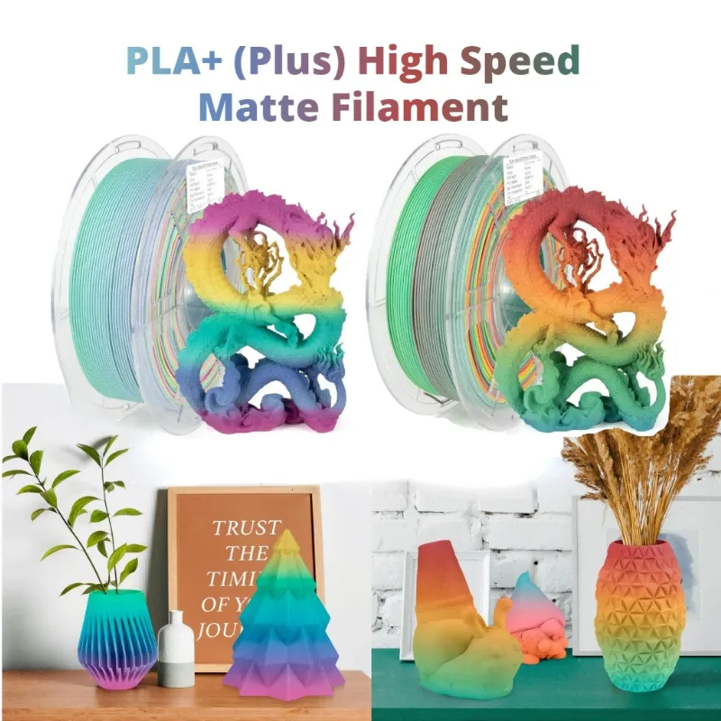 Rainbow PLA Filament,Rapid High Speed for 30-600mm/s,Hyperfast Color Changing Rainbow Filament,Matte PLA Filament 1kg(2.2lbs)