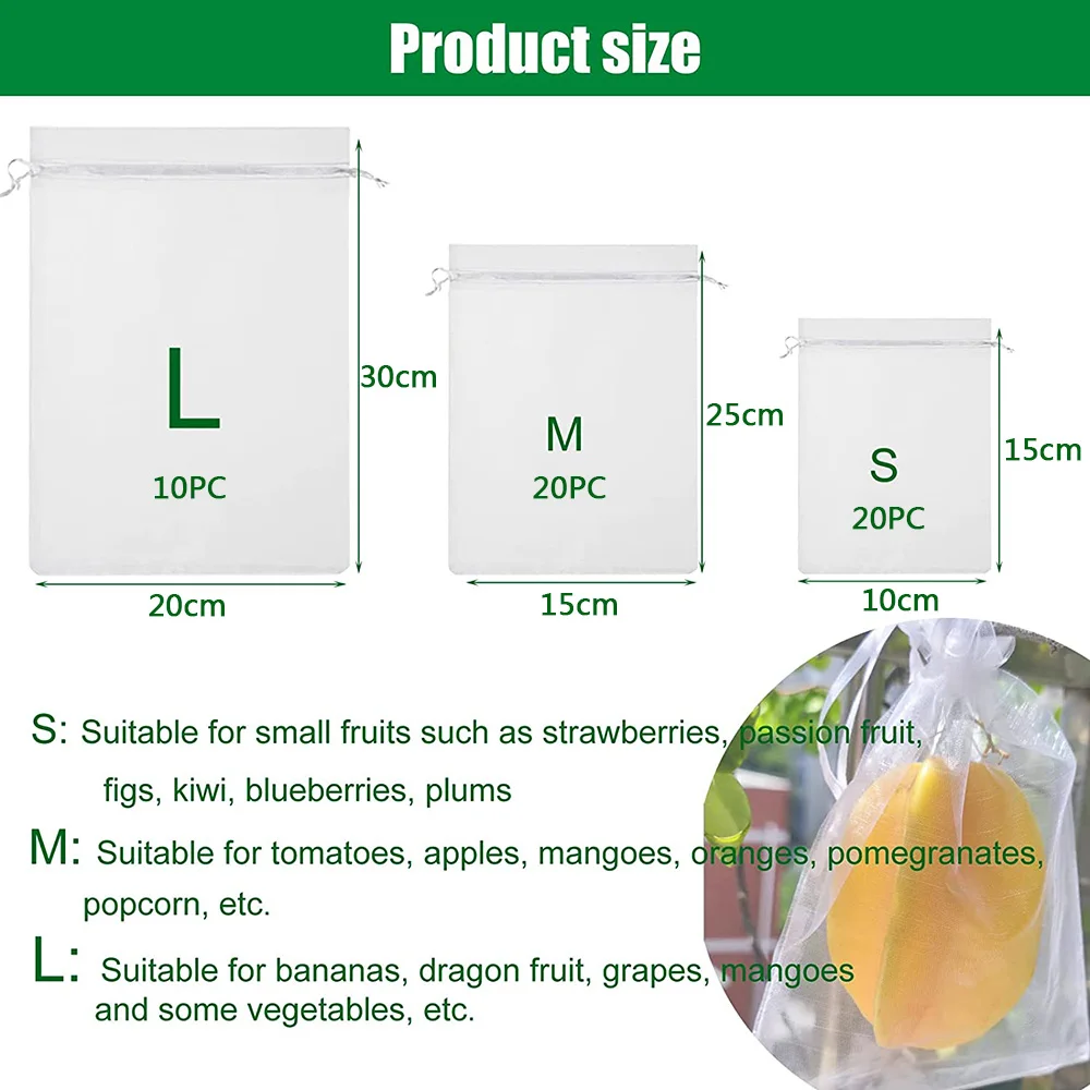 

50PCS Garden Plant Nylon Insect Proof Mesh Bag Protect Fruits And Vegetables Multi-function Breathable Plants Protect Bags