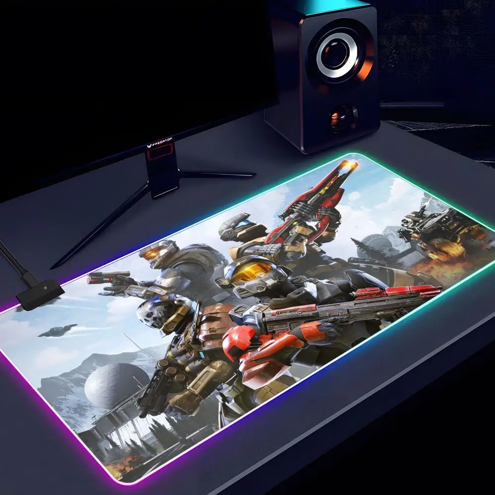 Imagem -04 - H-halo Shooter-mouse Pad Luminoso Rgb Antiderrapante Esteira de Mesa Grande Jogo Extra Grande Escritório 1000x500 mm