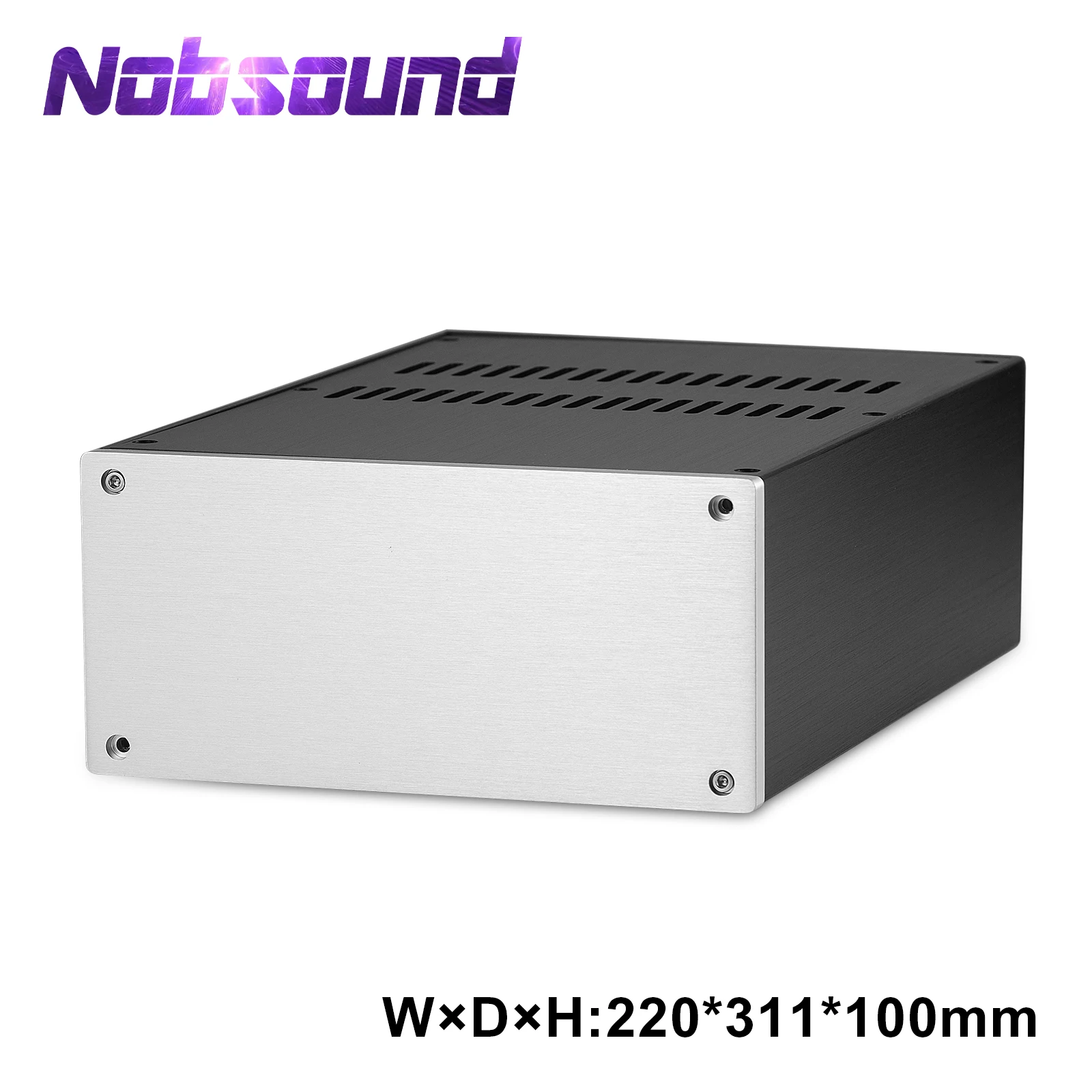 Nobsound Aluminum Chassis for DIY Amplifier Preamp Cabinet DAC Case Box W220×H100×D311mm