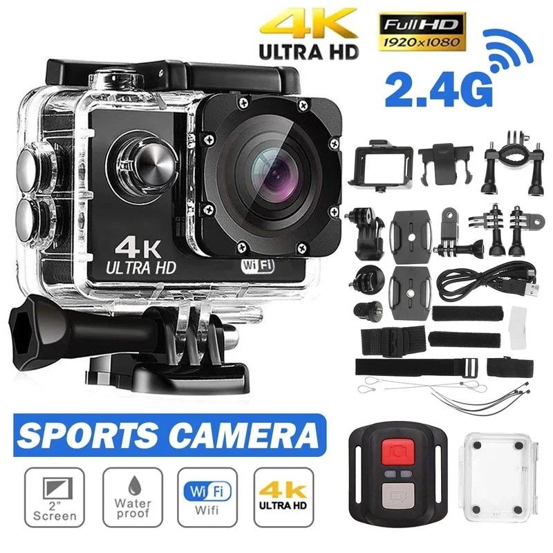 Ultra HD 4K Action Camera 720P/30fps Underwater Waterproof Helmet Video Recording Cameras Wifi 2.4G Screen 2.0 Mini Sports Cam